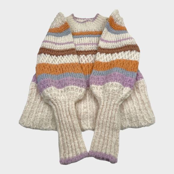 NWT Rebecca Taylor Fluffy Stripe Bishop Sleeve Knit Sweater Women's Small - Picture 7 of 14